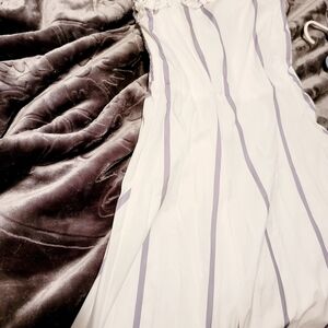 Boohoo White and Gray Maxi Dress